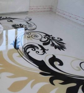 black white epoxy flooring