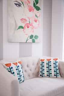 Floral Pattern cushions with painting at back