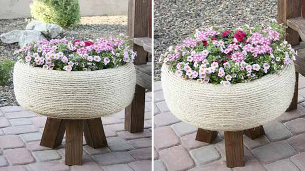 Waste Tire Planters to decorate your home interiors