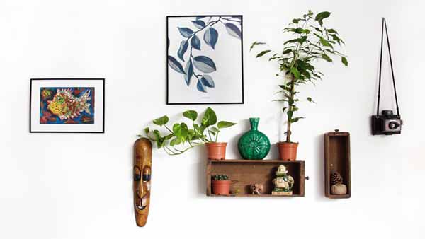 Wall Mural with Artwork and Plants to decorate your home