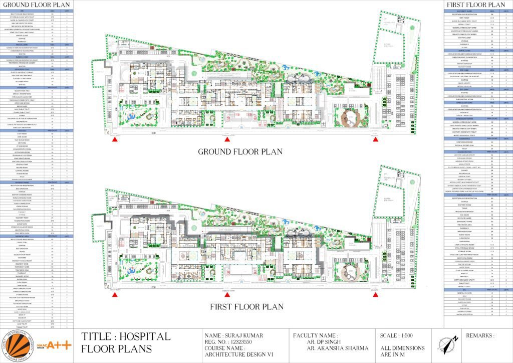 Ground Floor Plan / First Floor Plan - Hospital Design Project