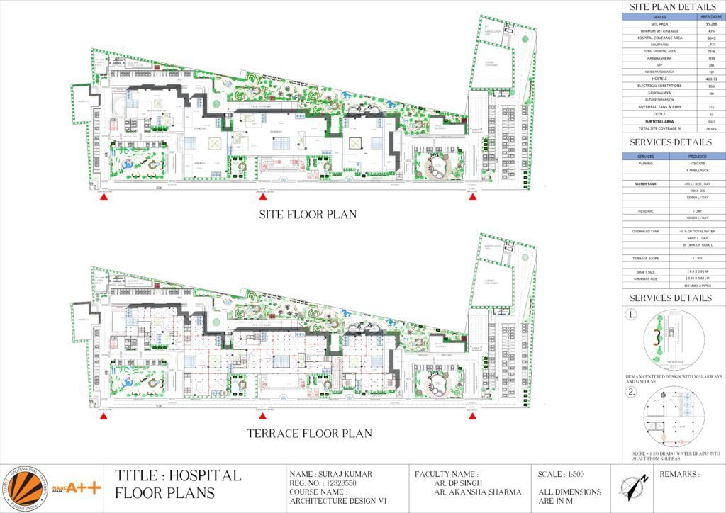 Terrace Floor Plan / Site Plan - Hospital Design Project